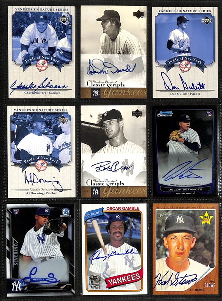 (27) Manufacturer Certified Yankees Autographs w. Silvera, Cerv, Gamble, Watson, Key, Michael, Blanchard, Medich, + 